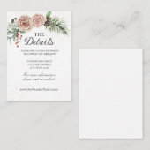 Elegant roze Roses Red Berries Greenery Wedding Informatiekaartje (Voorkant / Achterkant)