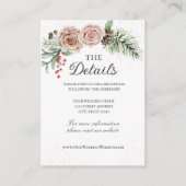 Elegant roze Roses Red Berries Greenery Wedding Informatiekaartje (Voorkant)