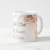 Elegant roze Roses Spring Blossom behalve de datum Grote Koffiekop (Voorkant rechts)