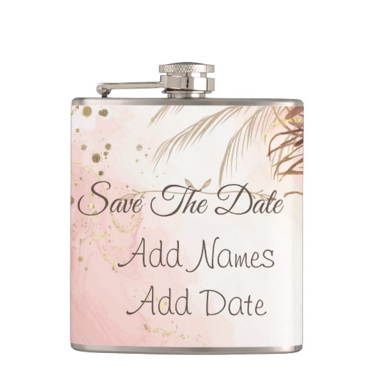 Elegant roze Roses Spring Blossom behalve de datum Heupfles (Voorkant)