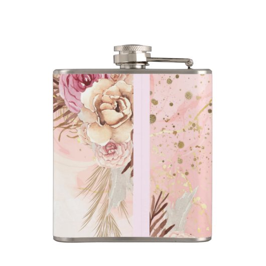 Elegant roze Roses Spring Blossom behalve de datum Heupfles (Achterkant)