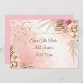 Elegant roze Roses Spring Blossom behalve de datum Save The Date (Voorkant / Achterkant)