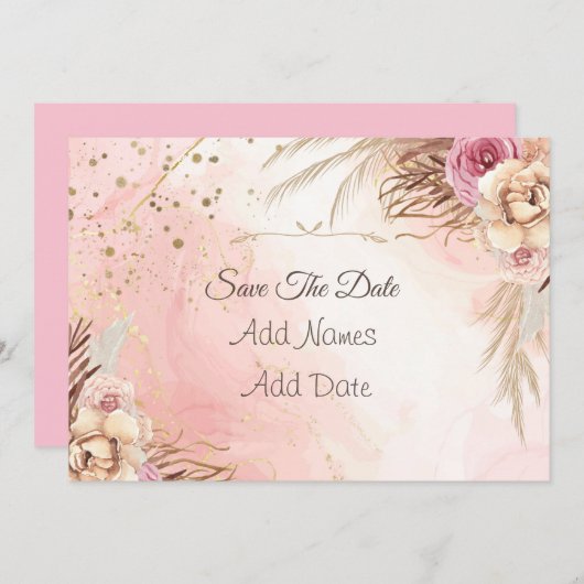 Elegant roze Roses Spring Blossom behalve de datum Save The Date (Voorkant / Achterkant)