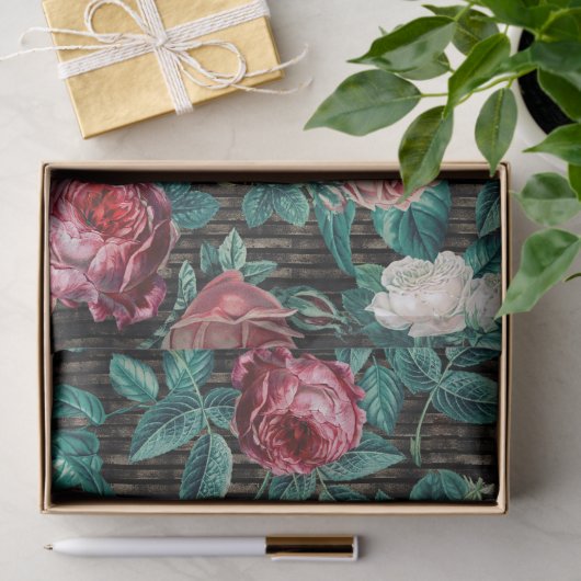 Elegant  Roze Roses Tissuepapier (Geschenk)