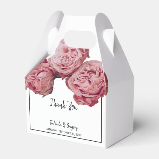 Elegant roze Roses Wedding Bedankdoosjes (Voorkant Zijde)