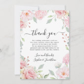 Elegant roze Roses Wedding Bedankkaart (Voorkant)