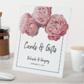 Elegant roze Roses Wedding Cards & Gifts Reclamebord Met Voetstuk (Insitu)
