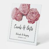 Elegant roze Roses Wedding Cards & Gifts Reclamebord Met Voetstuk (Voorkant)