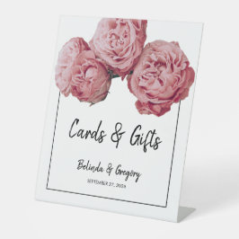Elegant roze Roses Wedding Cards & Gifts Reclamebord Met Voetstuk