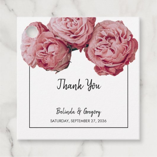 Elegant roze Roses Wedding Gift Bedankjes Labels (Voorkant)