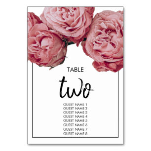 Elegant roze Roses Wedding Guest Names Kaart