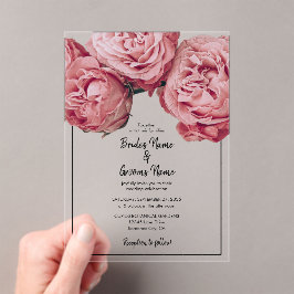 Elegant roze Roses Wedding Invitations Acryl Uitnodigingen
