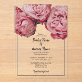 Elegant roze Roses Wedding Invitations Acryl Uitnodigingen (Voorkant)