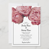 Elegant roze Roses Wedding Invitations Kaart (Voorkant)