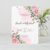 Elegant roze Roses Wedding Kaart (Staand voorkant)