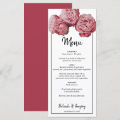 Elegant roze Roses Wedding Menu (Voorkant / Achterkant)