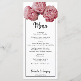 Elegant roze Roses Wedding Menu