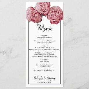 Elegant roze Roses Wedding Menu
