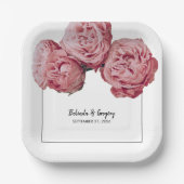Elegant roze Roses Wedding Papieren Bordje (Voorkant)