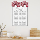 Elegant roze Roses Wedding Seding Chart Poster (Keuken)