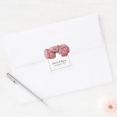 Elegant roze Roses Wedding Vierkante Sticker (Envelop)