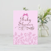 Elegant Roze Roze Baby shower Invitation Kaart (Staand voorkant)