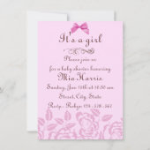 Elegant Roze Roze Baby shower Invitation Kaart (Achterkant)
