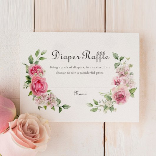 Elegant Roze Roze Baby shower Luier Raffle Ticket RSVP Kaartje