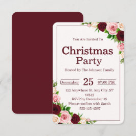 Elegant Roze Roze Bloem Kerstfeest Kaart