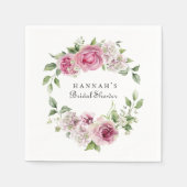 Elegant Roze Roze Bloemen Bruids of Baby shower Servet (Voorkant)