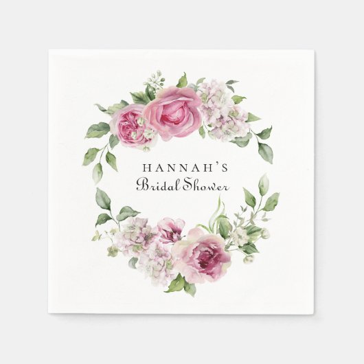 Elegant Roze Roze Bloemen Bruids of Baby shower Servet (Voorkant)