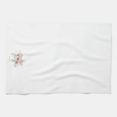 Elegant Roze Roze Bloemend Monogram Theedoek (Horizontaal)