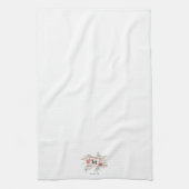 Elegant Roze Roze Bloemend Monogram Theedoek (Verticaal)