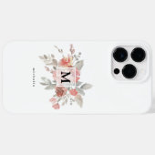 Elegant Roze Roze Bloemend Mozaïek Initiaal Case-Mate iPhone Case (Achterkant (horizontaal))