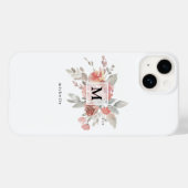 Elegant Roze Roze Bloemendessin Monogram Case-Mate iPhone Case (Achterkant (horizontaal))