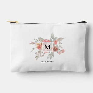 Elegant Roze Roze Bloemige Waterverf Monogram  Etui