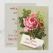 Elegant  roze roze bruiloft kaart (Voorkant / Achterkant)