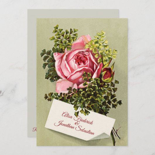 Elegant roze roze bruiloft kaart (Voorkant / Achterkant)