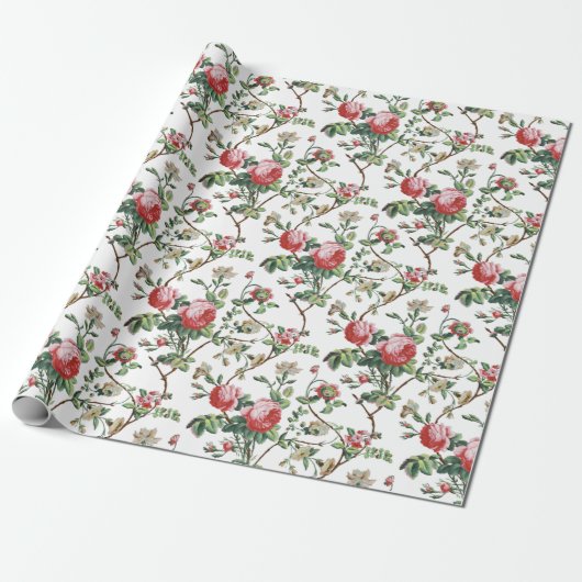Elegant  Roze Roze Floral Cadeaupapier (Uitgerold)