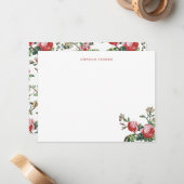 Elegant  Roze Roze Floral Notitiekaartje (Voorkant / Achterkant in situ)