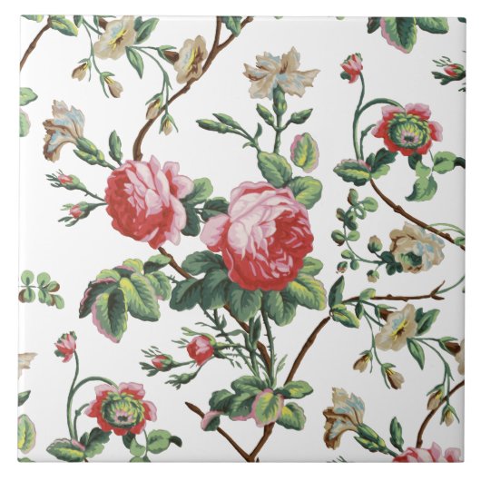 Elegant  Roze Roze Floral Tegeltje (Voorkant)