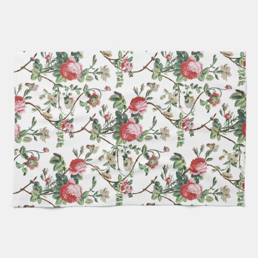 Elegant Roze Roze Floral Theedoek (Horizontaal)