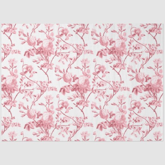 Elegant  Roze Roze Floral Tissuepapier (Voorkant)