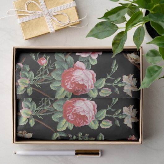 Elegant  Roze Roze Floral Weefpapier Tissuepapier (Geschenk)