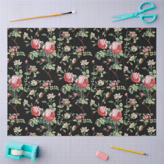 Elegant  Roze Roze Floral Weefpapier Tissuepapier (Craft)