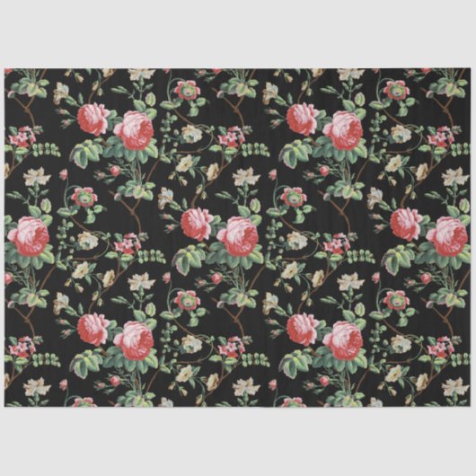 Elegant  Roze Roze Floral Weefpapier Tissuepapier (Voorkant)