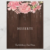 Elegant roze roze floral wood kookbook divider (Voorkant)