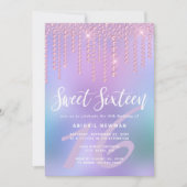 Elegant roze roze gouddiamant druppelt zoet zestie kaart (Voorkant)
