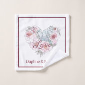 Elegant Roze Roze Modern Chic Heart Script Bad Handdoek (Wasdoekje)