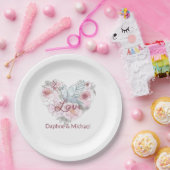 Elegant Roze Roze Modern Chic Heart Script Papieren Bordje (Feest)